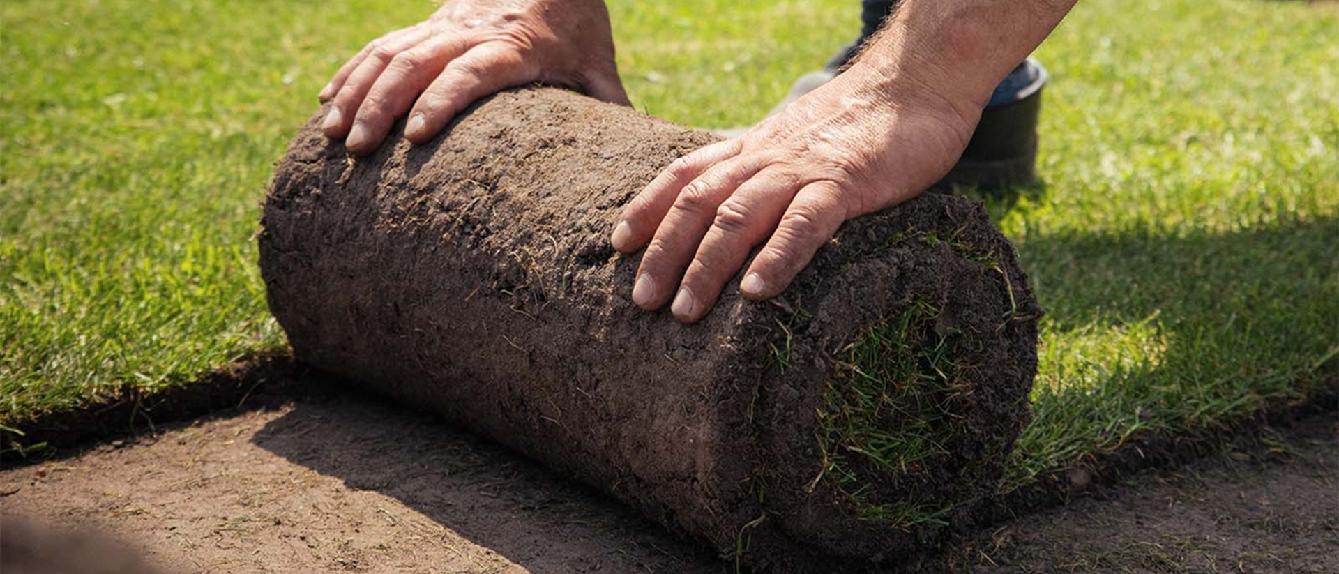 verse graszoden leggen voor een nieuw gazon