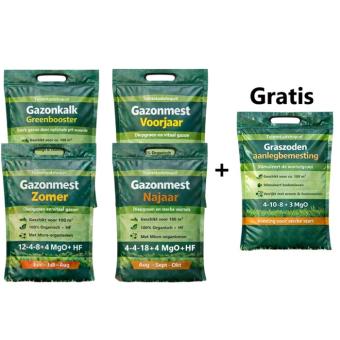 Gazonmest jaarpakket pro 100 m² + gratis aanlegbemesting
