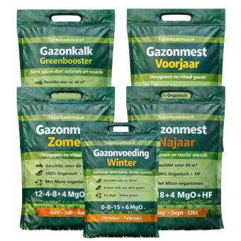 Gazonmest jaarpakket 60 m² compleet met wintervoeding