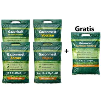 Gazonmest jaarpakket pro 60 m² + gratis aanlegbemesting