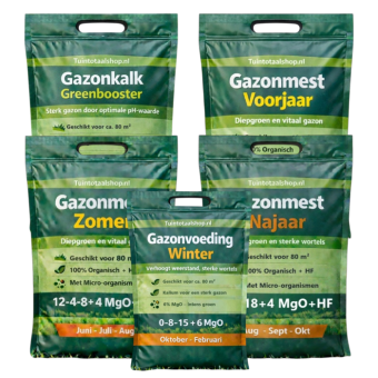 Gazonmest jaarpakket 80 m² compleet met wintervoeding
