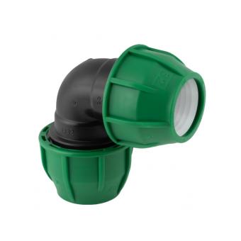 Klemkoppeling knie 90° 16-63 mm voor tyleenslang