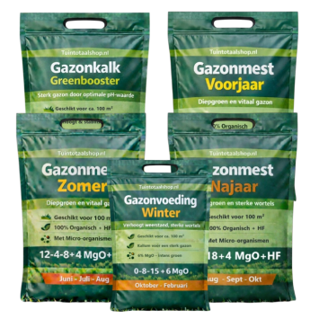 Gazonmest jaarpakket 100 m² compleet met wintervoeding