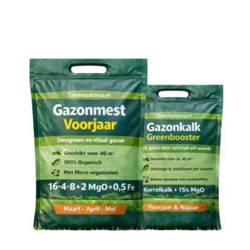 Gazon voorjaars kit | Gazonmest + Greenbooster kalk 20 - 300 m²